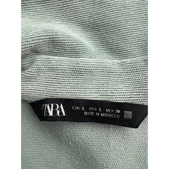 Zara Oversized Corduroy Shirt Top Button Down Pocket Green Size Large - Picture 3 of 4